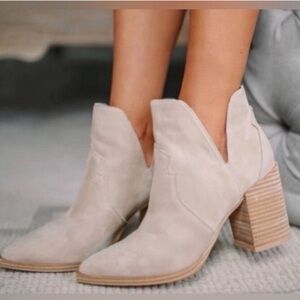 Steve Madden Beige Suede Ankle Booties